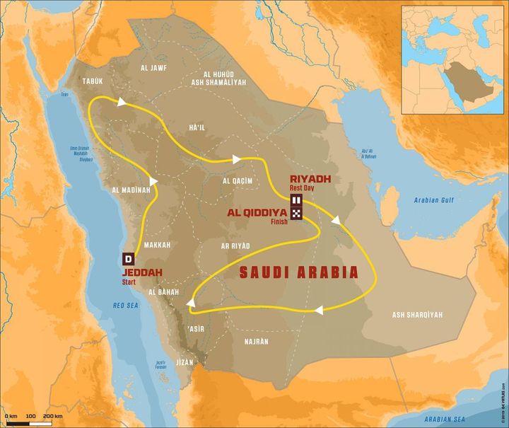 Le parcours du Dakar 2020 en Arabie saoudite. (Capture d'écran dakar.com)