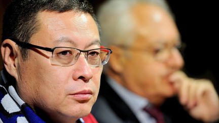 L'homme d'affaires chinois James Zhou, président et actionnaire majoritaire de l'AJ Auxerre, lors de sa présentation&nbsp;dans l'Yonne le 29 octobre 2016. (MAXPPP)