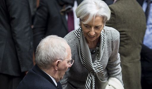 Wolfgang Schäuble et Christine Lagarde à Bruxelles le 20 février 2015 (AFP - WIKTOR DABKOWSKI / PICTURE-ALLIANCE)