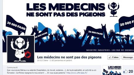 Capture d'&eacute;cran de la page Facebook&nbsp;"Les m&eacute;decins ne sont pas des pigeons", qui rassemble plus de 20 000 membres. (FRANCETV INFO )