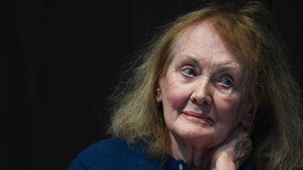 L'écrivaine Annie Ernaux lors du lancement officiel de l'Institut La Boétie, lié à La France insoumise, à Paris, le 5 février 2023. (ALAIN JOCARD / AFP)