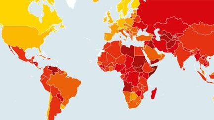 Carte de la corruption dans le monde. Plus le pays est en rouge, plus la corruption y serait importante selon l'ONG Transparency International. (Transparency International)