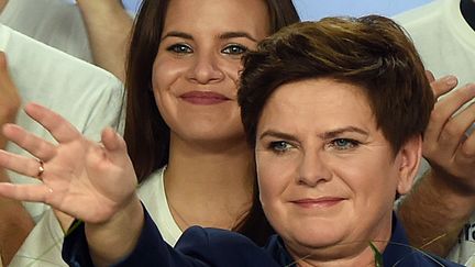 Beata Szydlo fête sa victoire le 25 octobre 2015 à Varsovie. (AFP)