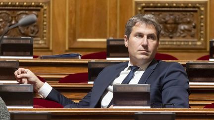 Ardèche senator Mathieu Darnaud, in the Senate, March 10, 2023. (VINCENT ISORE / MAXPPP)