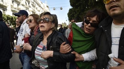 La présidente de l'Union pour le changement et le progrès, Zoubida Assoul, fervente opposante à la candidature d’Abdelaziz Bouteflika, le 24 février 2019 à Alger. (RYAD KRAMDI / AFP)