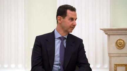 Le président syrien Bachar al-Assad, le 15 mars 2023 à Moscou (Russie), lors d'une rencontre avec le président russe  Vladimir Poutine. (VLADIMIR GERDO / SPUTNIK / AFP)