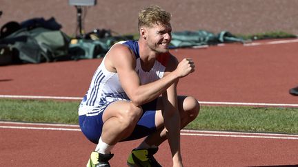 Kevin Mayer après l'épreuve du javelot lors de la finale du décathlon aux Mondiaux de Eugene, le 24 juillet 2022. (HERVIO JEAN-MARIE / KMSP via AFP)