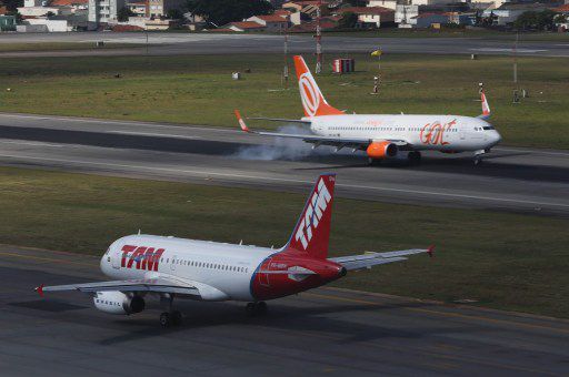 Aéroport de Congonhas, à San Paulo (décembe 2013), au Brésil. (VANESSA CARVALHO / BRESIL PHOTO PRESS)