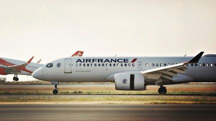 Avion Air France, à l'aéroport de Nice en août 2024. Illustration. (PATRICE LAPOIRIE / MAXPPP)