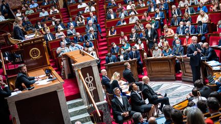 L'hémicycle de l'Assemblée nationale le 19 juillet 2022. (XOSE BOUZAS / HANS LUCAS / AFP)