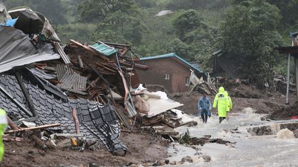 The floods caused immense damage in South Korea, such as in Yecheon, on July 15, 2023. (AFP / YONHAP)