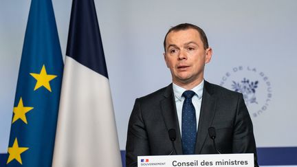 Olivier Dussopt, ministre du Travail, à l'Elysée, à Paris, le 1er février 2023. (XOSE BOUZAS / HANS LUCAS / AFP)