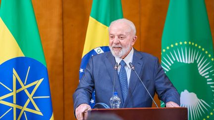 Le président brésilien, Luiz Inacio Lula da Silva, le 18 février 2024 à Addis-Abeba (Ethiopie). (RICARDO STUCKERT / BRAZILIAN PRESIDENCY / AFP)