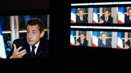 L'entretien de Nicolas Sarkozy sur France 2 et TF1, jeudi dernier (AFP - Thomas Coex)