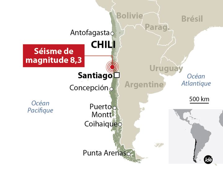 &nbsp; (Séisme de magnitude 8,3 au Chili © Idé)