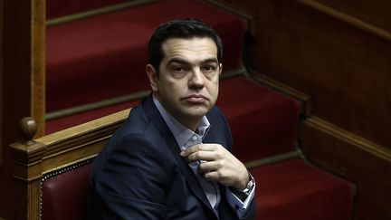 Alexis Tsipras, Premier ministre grec, au Parlement à Athènes, le 10 février 2017. (YANNIS KOLESIDIS / ANA-MPA)