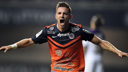 L'attaquant montpelliérain Anthony Mounier a marqué le but de la victoire (PASCAL GUYOT / AFP)