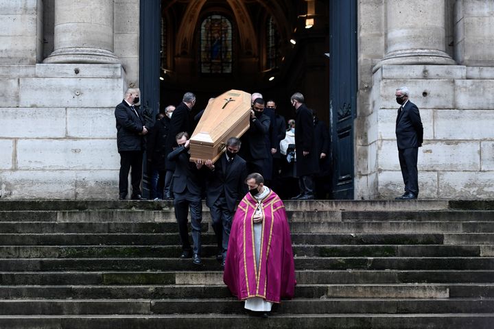 Les funérailles de Claude Brasseur à l'église Saint-Roch de Paris, le 29 décembre 2020.&nbsp; (STEPHANE DE SAKUTIN / AFP)