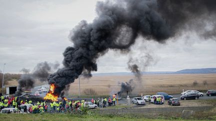 Les dockers du port du Havre ont manifesté, le 10 janvier 2020&nbsp;contre la réforme des retraites (Seine-Maritime). (LOU BENOIST / AFP)