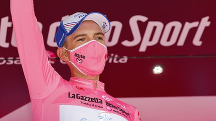 Le Hongrois de la Groupama-FDJ Attila Valter, maillot rose du Tour d'Italie au terme de la 6e étape, le jeudi 13 mai (LUCA BETTINI / AFP)