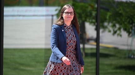 Icelandic Prime Minister Katrin Jakobsdottir, in Bulboaca (Moldova), June 1, 2023. (DANIEL MIHAILESCU / AFP)