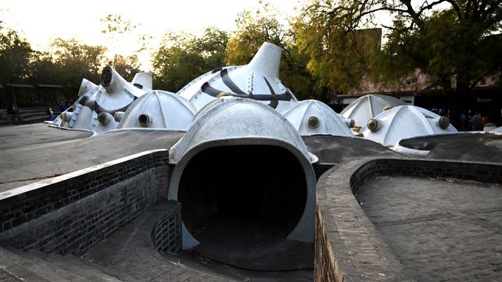 "Amdavad ni Gufa", galerie d'art souterraine en forme de grotte conçue par l'architecte Balkrishna Vithaldas Doshi, à Ahmedabad, dans le Gujarat, en Inde. (ANNIE OWEN / ROBERT HARDING RF)