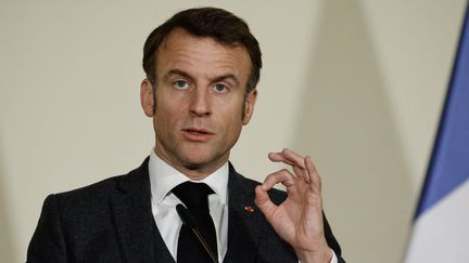 Le président français Emmanuel Macron, à Prague (République tchèque), le 5 mars 2024. (LUDOVIC MARIN / AFP)