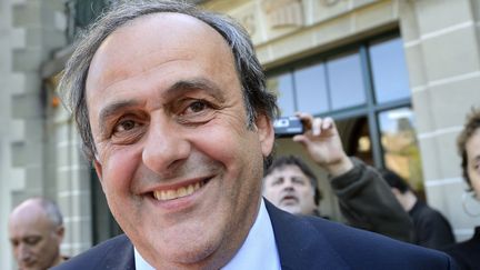 Michel Platini à la sortie du&nbsp;Tribunal arbitral du sport à Lausanne, le 29 avril 2016. (FABRICE COFFRINI / AFP)