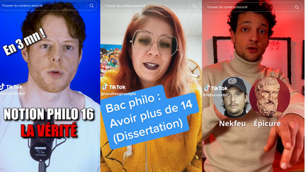 De gauche à droite, Serial Thinker, Caroline Giraud et Felhur, du duo Felhur X Andro, trois tiktokeurs qui vulgarisent la philo. (TIKTOK)