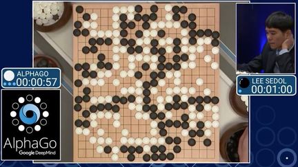 &nbsp; (Victoire du logiciel Alphago face au joueur Lee Sedol (capture vidéo) © DeepMind)