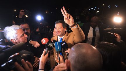 Andre Ventura, leader du parti nationaliste Chega, le 10 mars 2024 à Lisbonne. (ANDRE DIAS NOBRE / AFP)