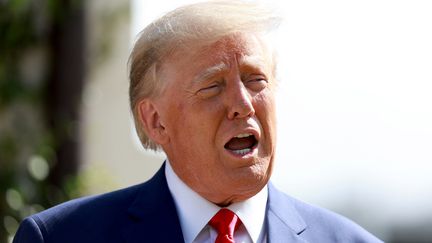 Donald Trump après avoir voté dans un bureau de vote de Palm Beach (Floride), aux Etats-Unis,&nbsp;le 8 novembre 2022. (JOE RAEDLE / GETTY IMAGES NORTH AMERICA / AFP)