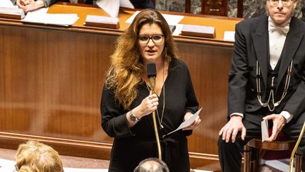 Marlène Schiappa, secrétaire d'Etat à l'égalité femme/homme a décidé de développer le signalement des violences conjugales par sms (au 39 19) pendant le confinement. (AMAURY CORNU / HANS LUCAS)