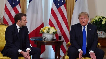 Emmanuel Macron et Donald Trump à la Maison Blanche, à Washington, le 3 décembre 2019. (NICHOLAS KAMM / AFP)