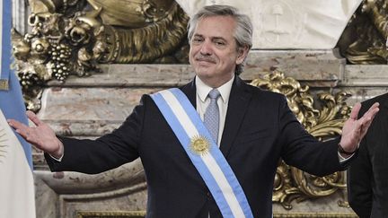 Le président de l'Argentine Alberto Fernandez lors de sa prise de fonction le 10 décembre 2019. (JUAN MABROMATA / AFP)