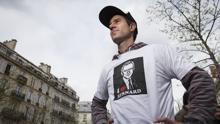 Le journaliste François Ruffin, réalisateur&nbsp;du documentaire&nbsp;Merci patron !, le 9 avril 2016, à Paris. (JOEL SAGET / AFP)