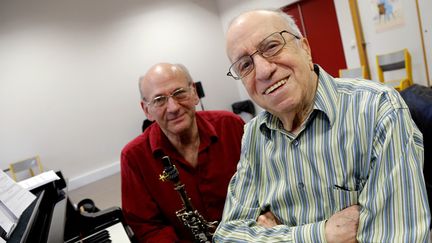 Martial Solal (au premier plan) et Dave Liebman en répétition à Paris, le 9 décembre 2015
 (François Guillot / AFP)