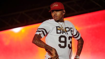 Le chanteur Chris Brown, lors d'un concert à Port-au-Prince (Haïti), le 26 juin 2015.&nbsp; (HECTOR RETAMAL / AFP)