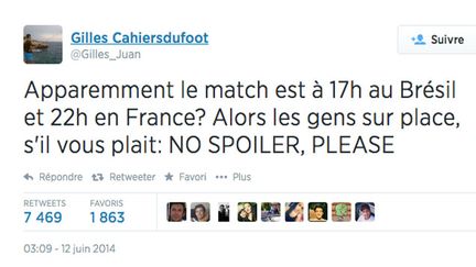  (© Capture d'écran du compte Twitter de Gilles Cahiersdufoot)