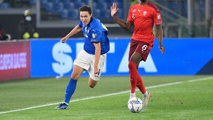 Federico Chiesa et les Italiens&nbsp;se sont compliqué la tâche sur la route&nbsp;du Mondial face à la Suisse, vendredi à Rome. (FABRIZIO CORRADETTI / NURPHOTO)