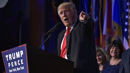 Donald Trump à New York le 9 novembre 2016, après l'annonce de sa victoire à l'élection présidentielle américaine (MANDEL NGAN / AFP)