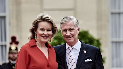 Le Roi Philippe de Belgique et son épouse la Reine Mathilde d'Udekem d'Acoz arrivent au Palais de l'Elysee a l'occasion du lancement des Jeux Olympiques de Paris 2024, le 26 juillet 2024. (ANTONIN BURAT / LE PICTORIUM / MAXPPP)