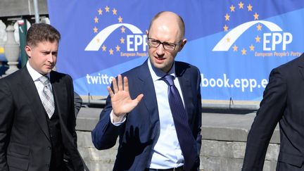 Le Premier ministre ukrainien&nbsp;Arseni Iatseniouk, le 20 mars 2014 &agrave; Bruxelles (Belgique). (THIERRY CHARLIER / AFP)