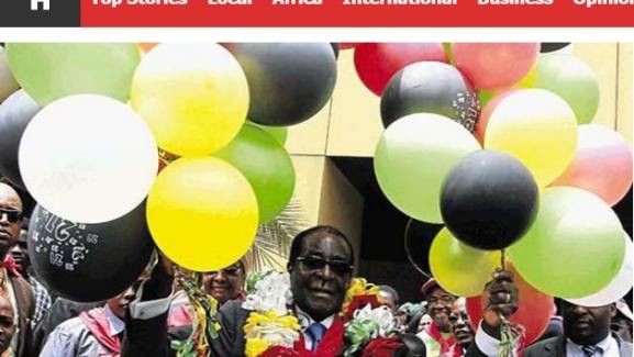 Robert Mugabe, lors de la célébration de son anniversaire, vu par le site du quotidien "The Herald" (DR, capture d'écran)