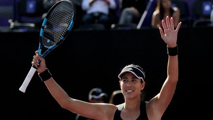 La joie de l'Espagnole Garbine Muguruza après sa qualification en finale du Masters aux dépens de sa compatriote Paula Badosa, le 17 novembre à Zapopan au Mexique.&nbsp; (ULISES RUIZ / AFP)