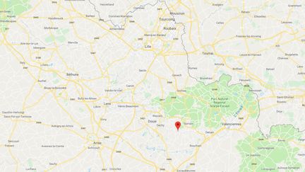 Un bébé de 2 ans a subi des "sévices"&nbsp;lors de soirées chez des amis de sa mère à&nbsp;Auberchicourt (Nord), a annoncé le procureur de Douai, le 21 décembre 2018. (GOOGLE MAPS)