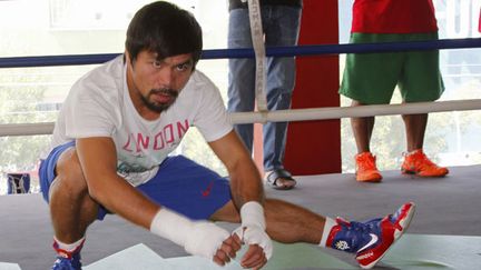 Le boxeur philippin Manny Pacquaio à l'entraînement