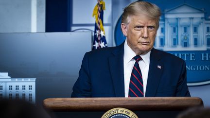 Le président américain Donald Trump, lors d'une conférence presse, le 23 août 2020. (PETE MAROVICH / GETTY IMAGES NORTH AMERICA)