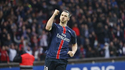 L'attaquant du PSG Zlatan Ibrahimovic, lors du match face à Nice, au Parc des Princes, le 2 avril 2016. (STEPHANE ALLAMAN / STEPHANE ALLAMAN)