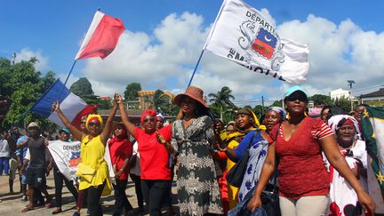 Manifestation à Mayotte, plac de la République à Mamoutzou, le 13 mars 2018. (AFP)